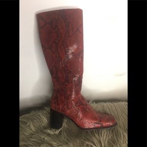 Red Snake skin heeled boot